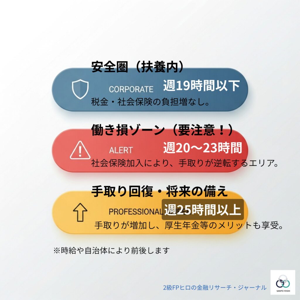 「安全圏 vs 危険圏」の信号機図解